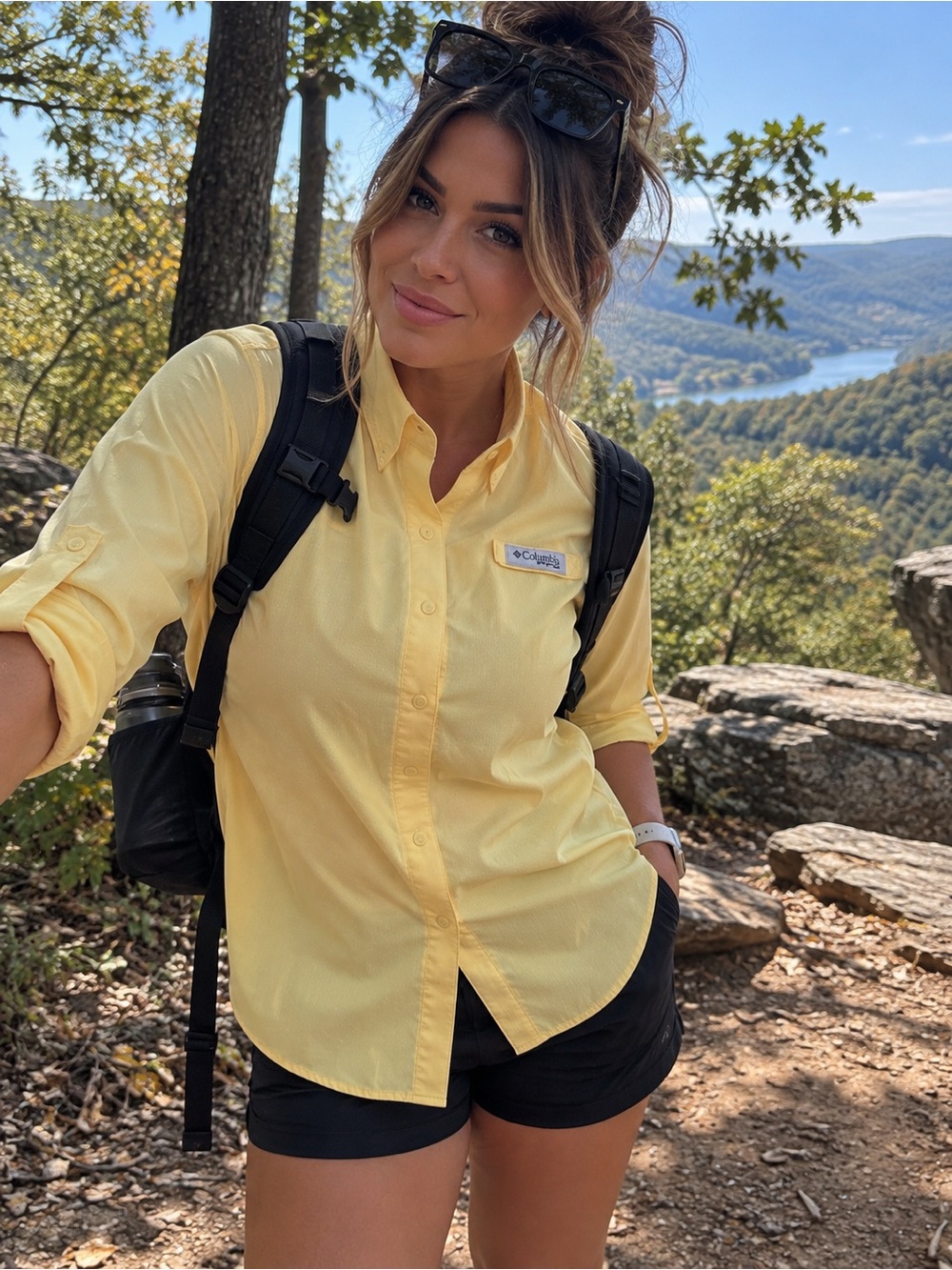 Columbia PFG Women’s Yellow Long Sleeve Fishing Hiking Shirt Size Medium